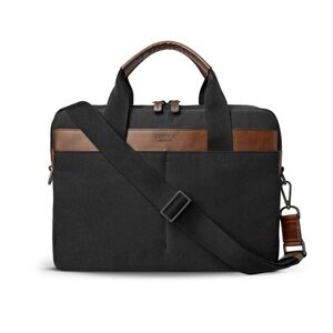Shinola Mack Waxed Canvas/Navigator Leather Briefcase